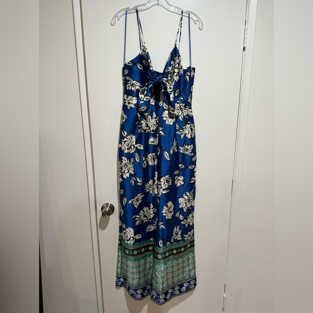 Zara Blue Floral Tie Bust Jumpsuit - Picture 6 of 9